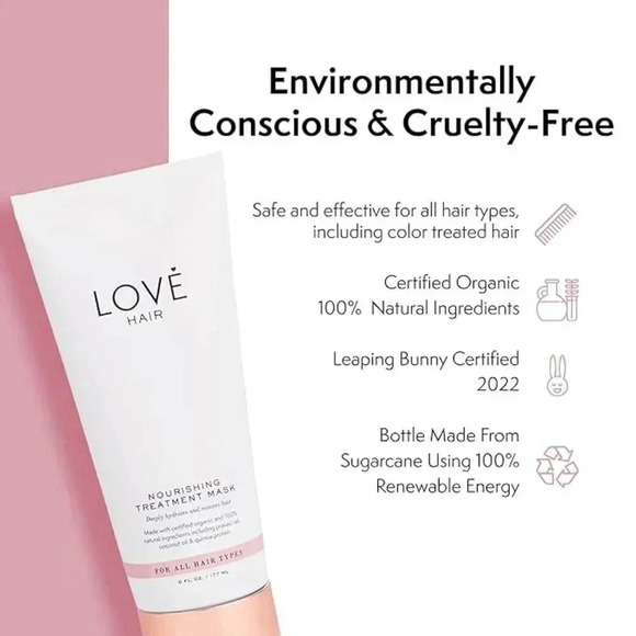 LOVE Hair Mask, All Natural,‎ Paraben & Sulfate Free, Vegan, 6oz - Picture 5 of 7